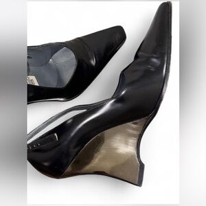 SOLD Vero Cuoio Black with Silver Wedge Shoes